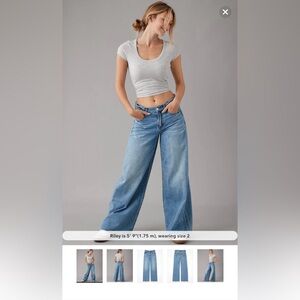 American Eagle Dreamy Drape Baggy Ultra Wide-Leg Super High-Waisted Jean